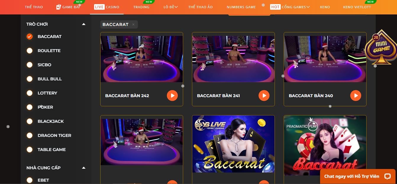 Game bài Baccarat tại nhà cái SV88 vip