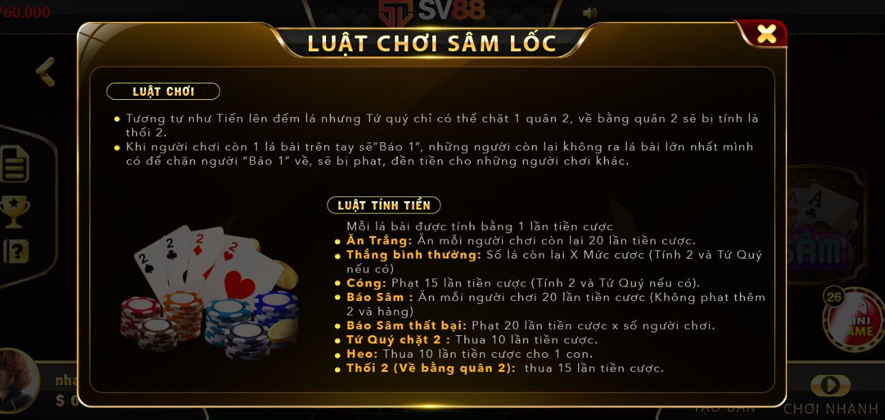 Luật chơi sâm lốc chuẩn nhất tại nhà cái SV88 club