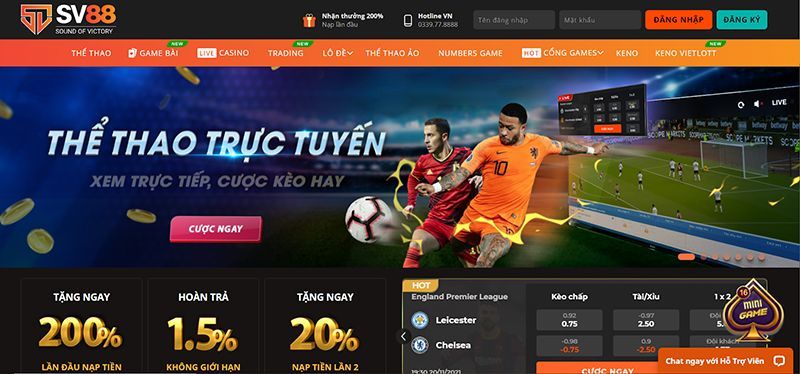 Bạn hãy đăng ký nạp tiền và tìm kèo để cá cược bóng đá trên SV88 VIP