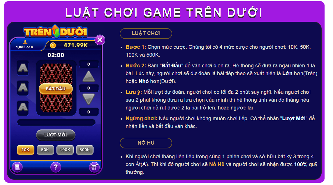 Luật chơi trên dưới nổ hũ tại SV88 Club